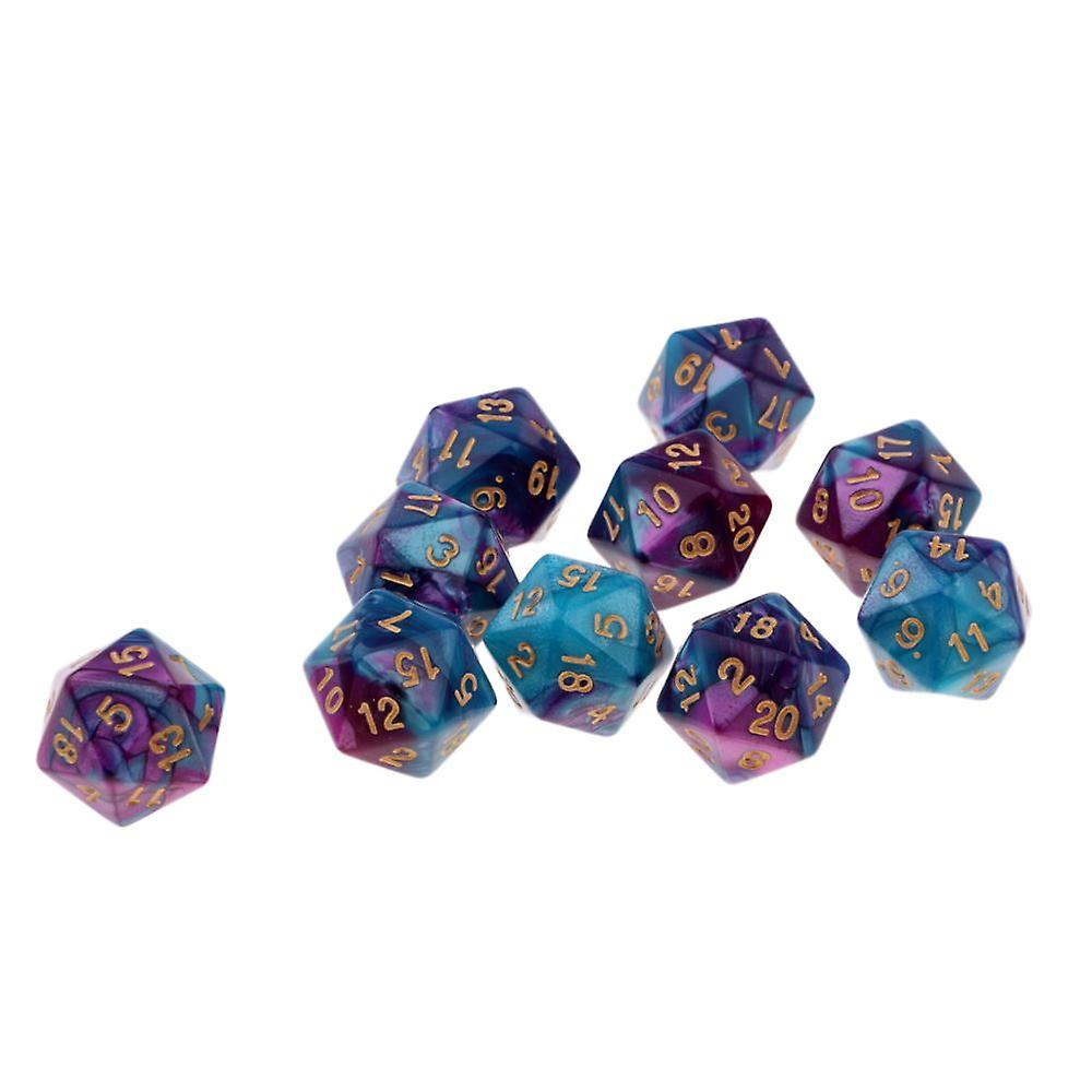 10pcs 20 Dice Polyhedral Dice Dice Dice For D U0026 D Trpg Cup Game Blue+purple