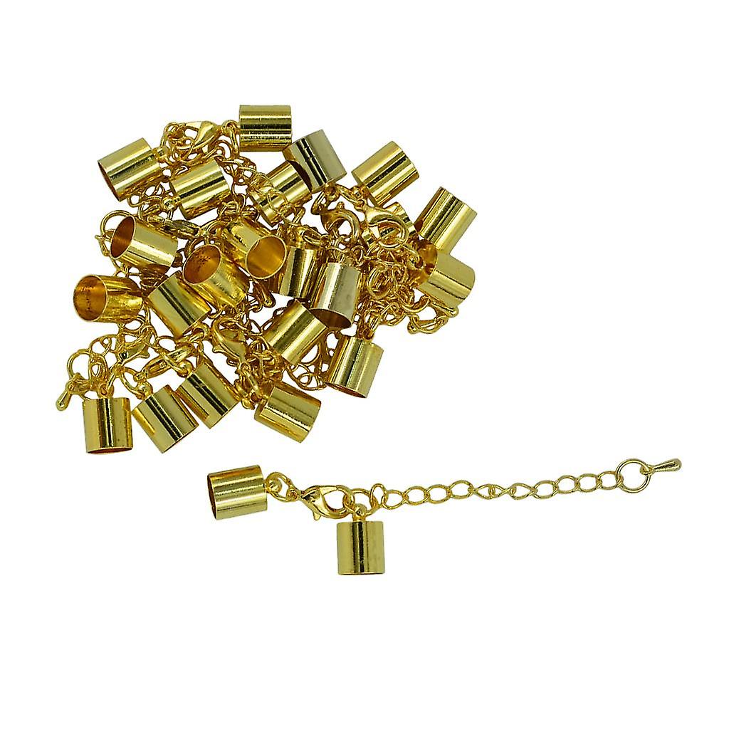 12 Sets Necklace Extender Chain with Cord End Cap Connector Gold
