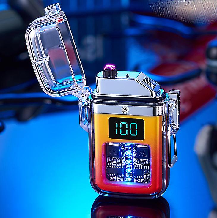 Electric Lighter Dual Arc Waterproof Rechargeable Lighter With Battery Indicator