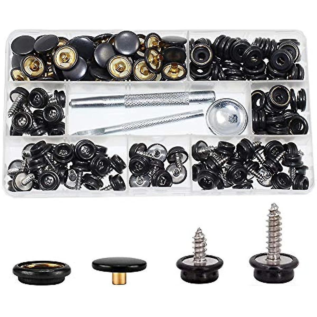 180 pièces Canvas Snap Kit Betterjonny Vis en acier inoxydable Snaps Marine Grade Canvas et rembourrage
