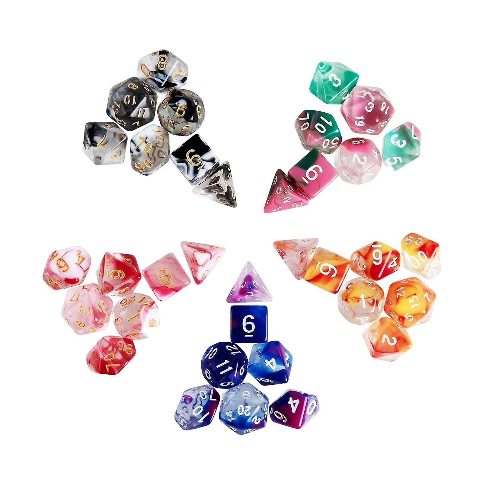 35 Pieces Acrylic Polyhedral Dices Set Entertainment Toys D4-D20 for RPG