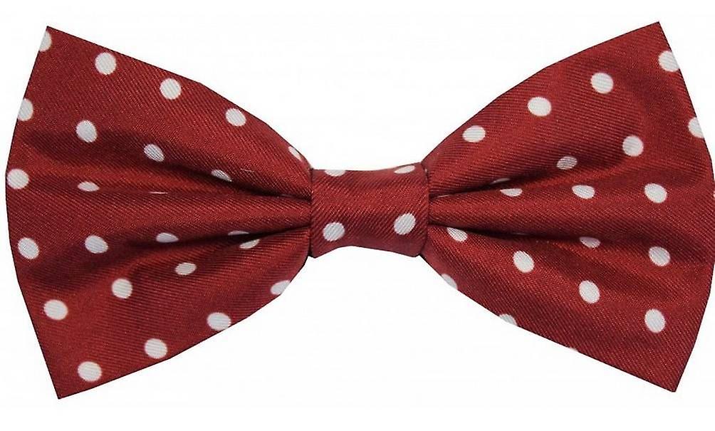 David Van Hagen Polka Dot Silk Bow Tie - Wine Red/White