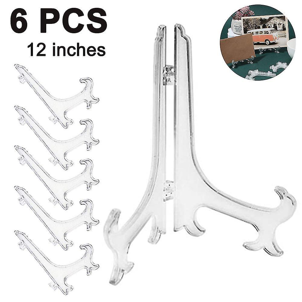 12" 6pcs/set Plastic Easels Plate Display Stands Picture Frame Stand Holder