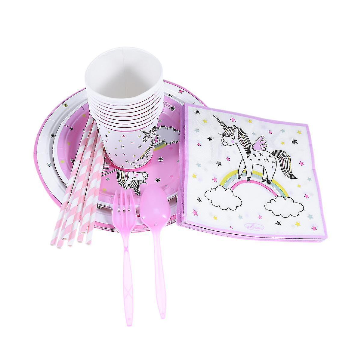 96pcs Party Tableware Set Disposable Creative Convenient Paper Plates Napkins For Baby Shower Festiv