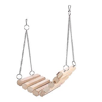 Natural Wooden Hamster Squirrel Hanging Bridge Cage Swing Toy Chewing Playing Toy