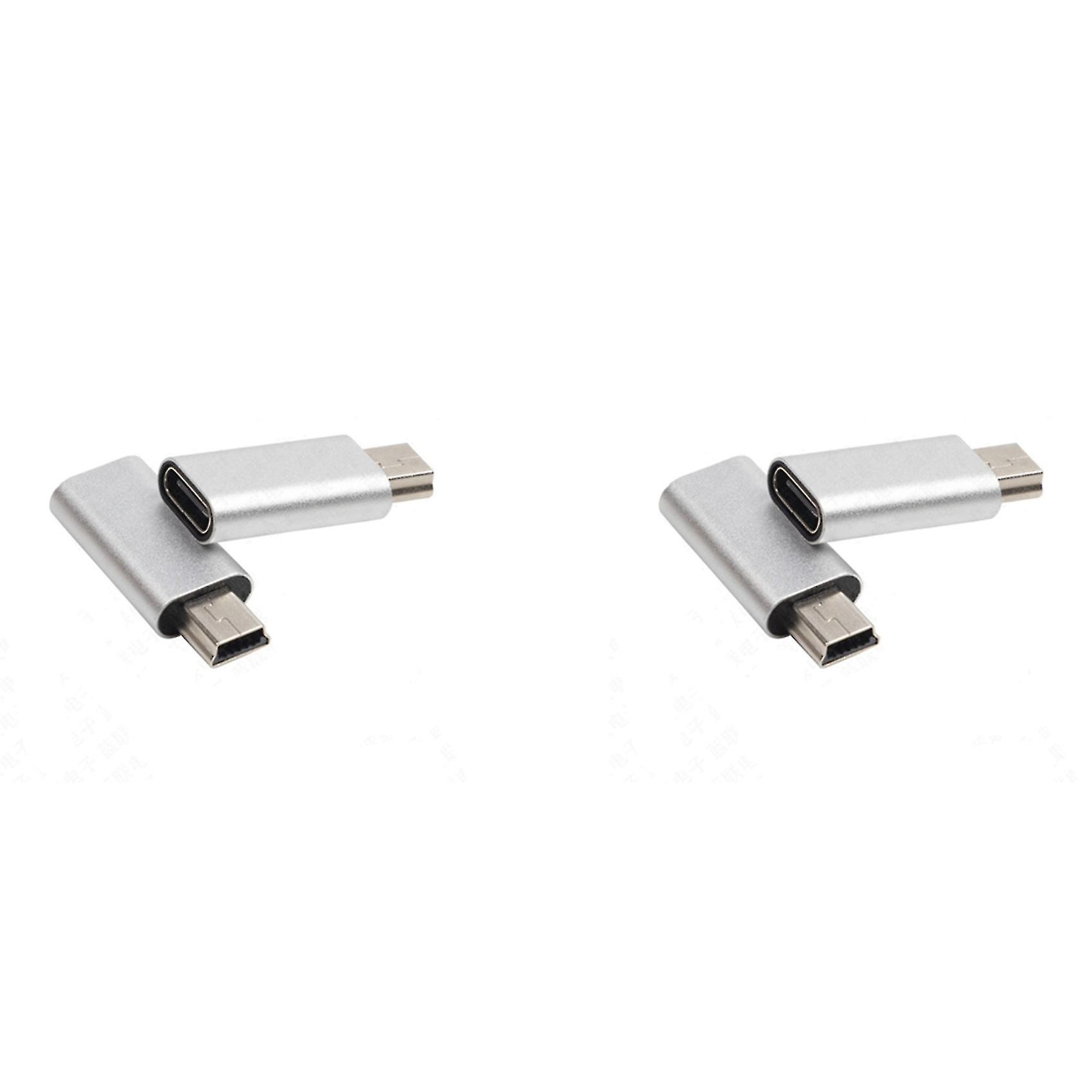 2pcs Usb C To Mini Usb 2.0 Adapter For Mp3 Dash Cam,silver