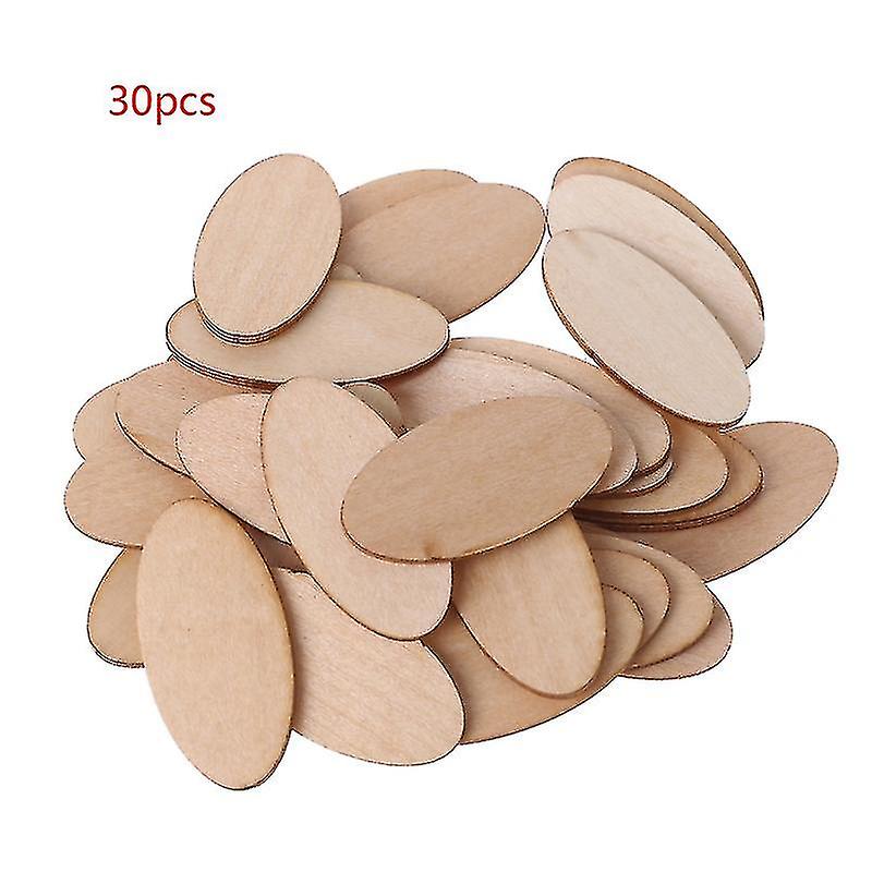 10/20/30pcs Oval Wooden Slices Chips Unfinished Cutout Name Tags Diy Scrapbooking Arts Crafts Projects Decoration