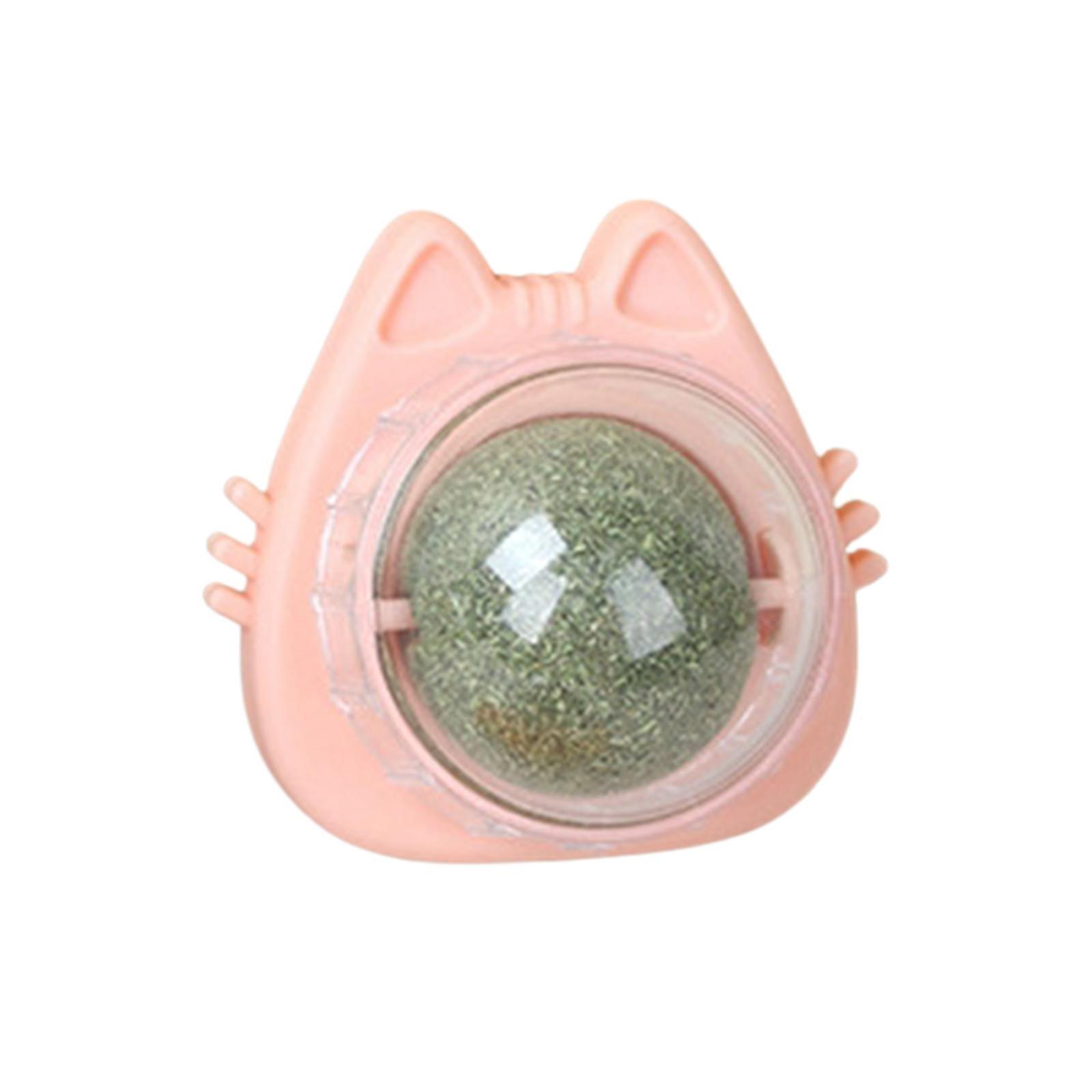 Catnip Balls for Cats Wall Rotatable Catnip Roller Ball Interactive Cat Toys Pink