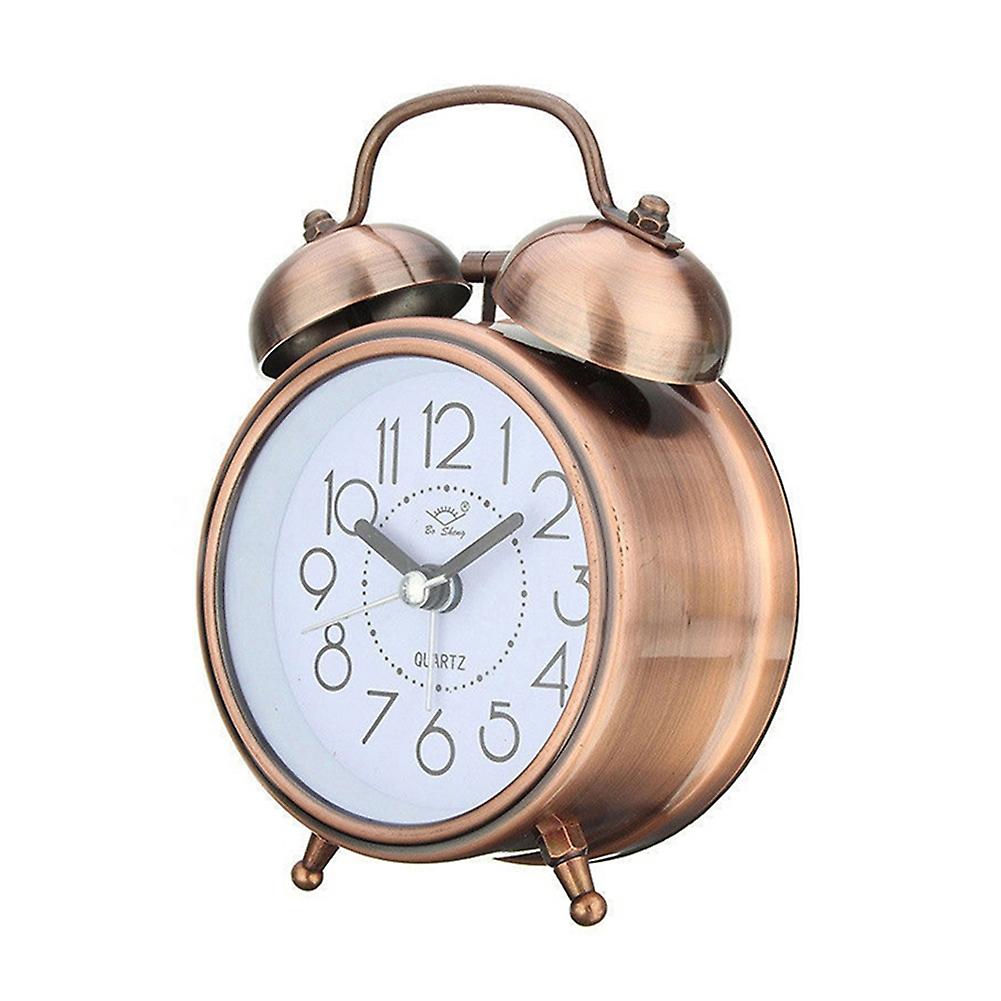 Classic Silent Double Bells Quartz Movement Bedside Table Retro Mini Alarm Clock