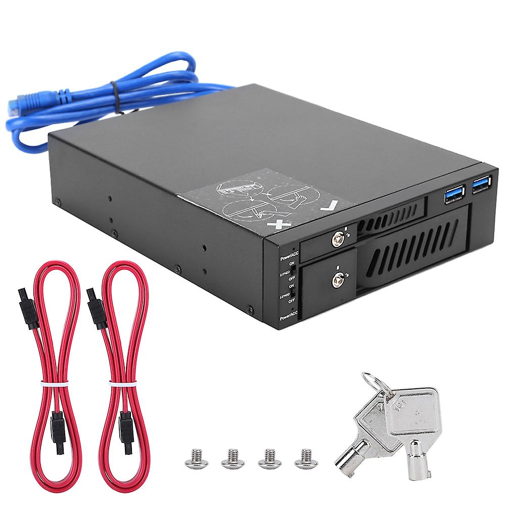 Mobile Hard Drive Enclosure, 2.5/3.5 Inch DualDisk Optical Drive Extraction Case, MR6203 USB C Hub (Hard Drive Not Included)