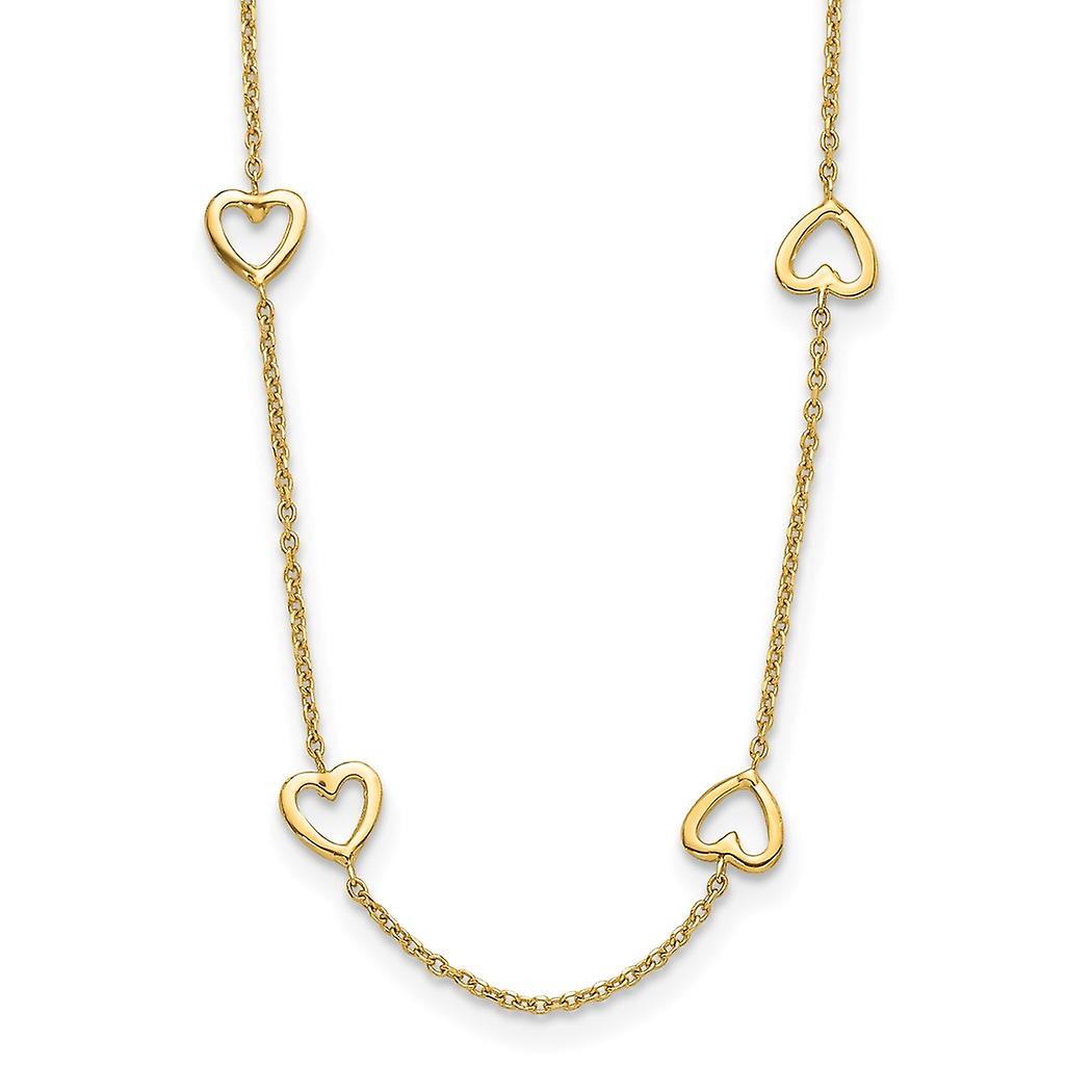 Collier de cœurs d’amour ouvert en or jaune massif 14 carats 18 pouces 6,2 mm de large pour les femmes