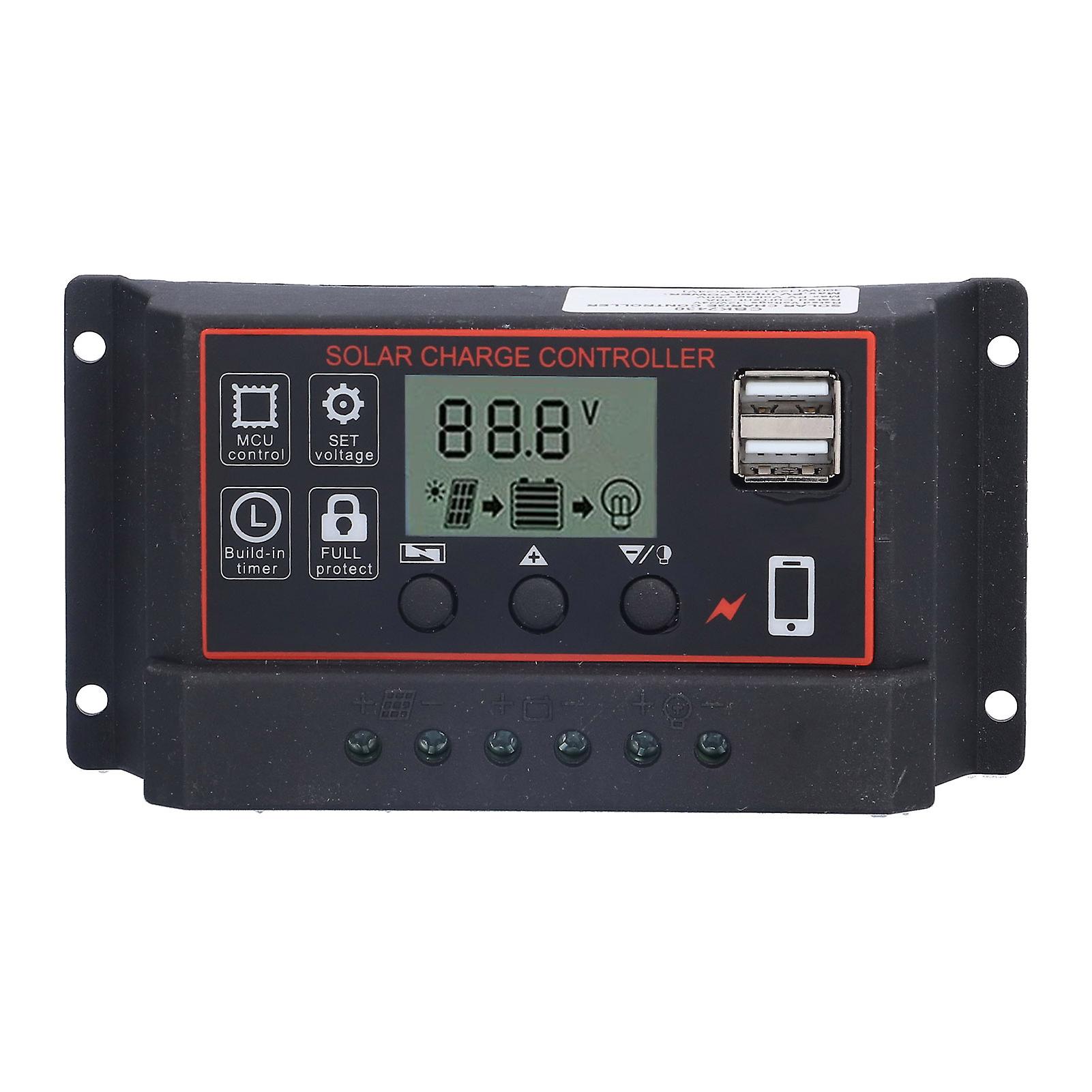 Solar Charge Controller Adjustable Photovoltaic Smart Power Generation Regulator 12V 24V 10ARed