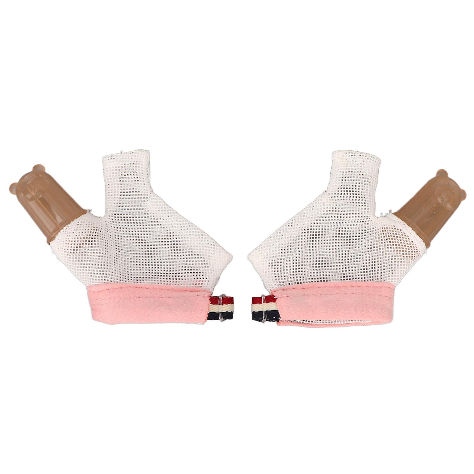 1 Pair Thumb Sucking Stop Glove Soft Adjustable with Buckle Thumb Treatment Protector for Kid Pink