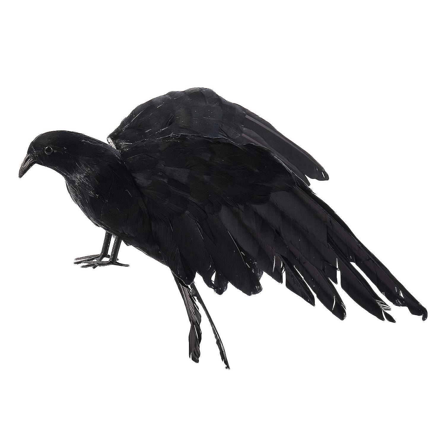 Halloween Prop Feathers Crow Bird Large 25x40cm Spreading Wings Black Crow Toy Model Toy,performanc-L