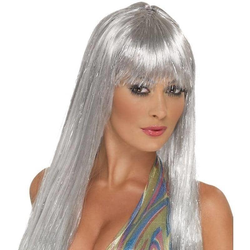Glitter Disco Wig Adult Silver 42166