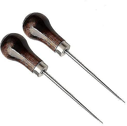 Awl,gourd Shape Awl Tailors Awl Wood Handle Scratch Awl Sewing Awl Tool For Leather (2 Pack)