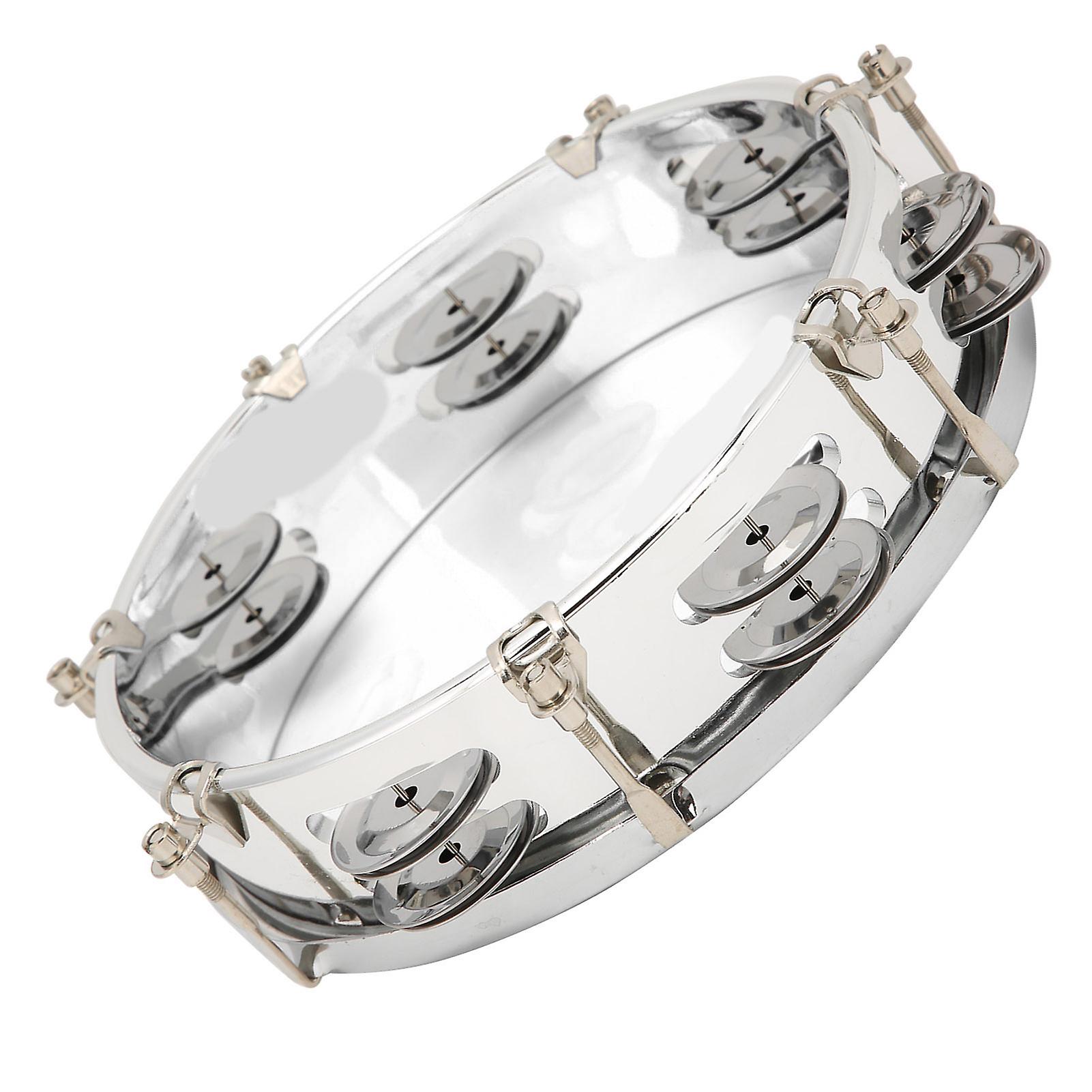 MBAT 8in Transparent Adjustable Tone Double Row Tambourine Drum