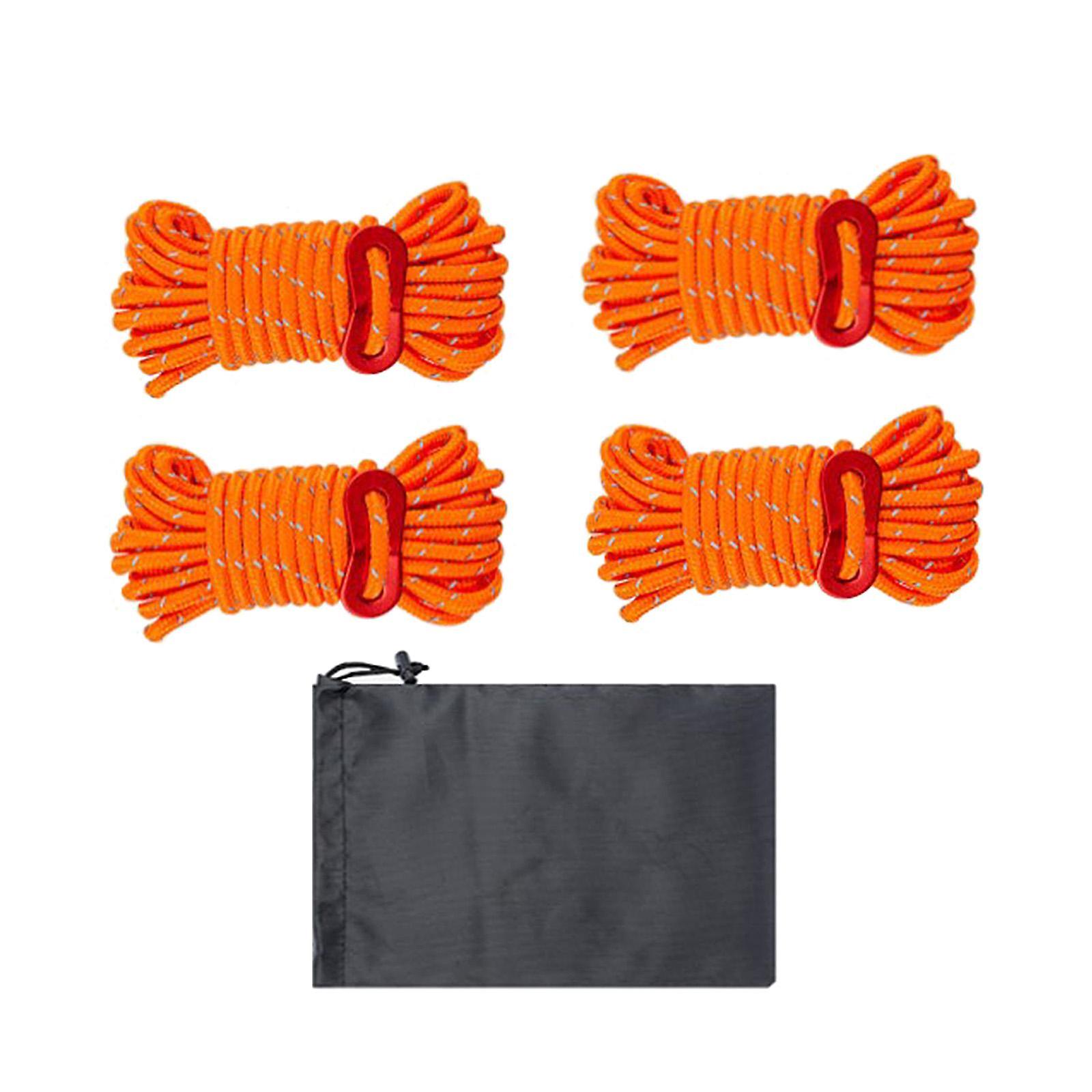 4x Reflective Guylines Backpacking 4 mm Dia Tent Tarp Lightweight Camp Ropes Red