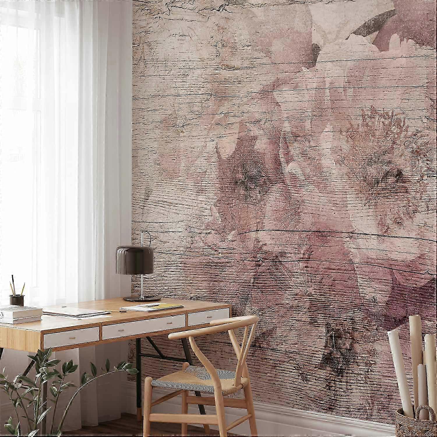 Papier peint - Fleurs sur planches