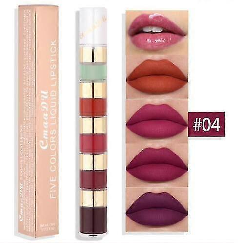 5-i-1 leppestiftsett fløyel matt leppestift vanntett holdbar non stick kopp