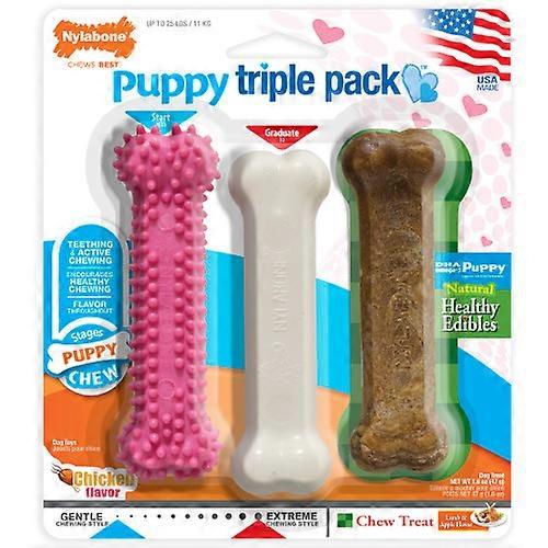 Nylabone Puppy Chew Variety Toy & Treat Triple Pack, 1 Ea, Small/Regular - Up To 25 Ibs.