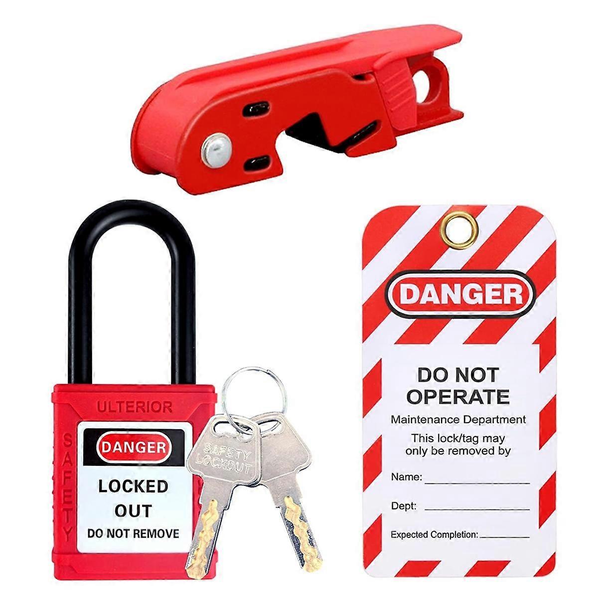 Circuit Breaker Lockout Set, Circuit Breaker Lockout, Lockout Tagout Tag, for Standard Single and Double Toggles A