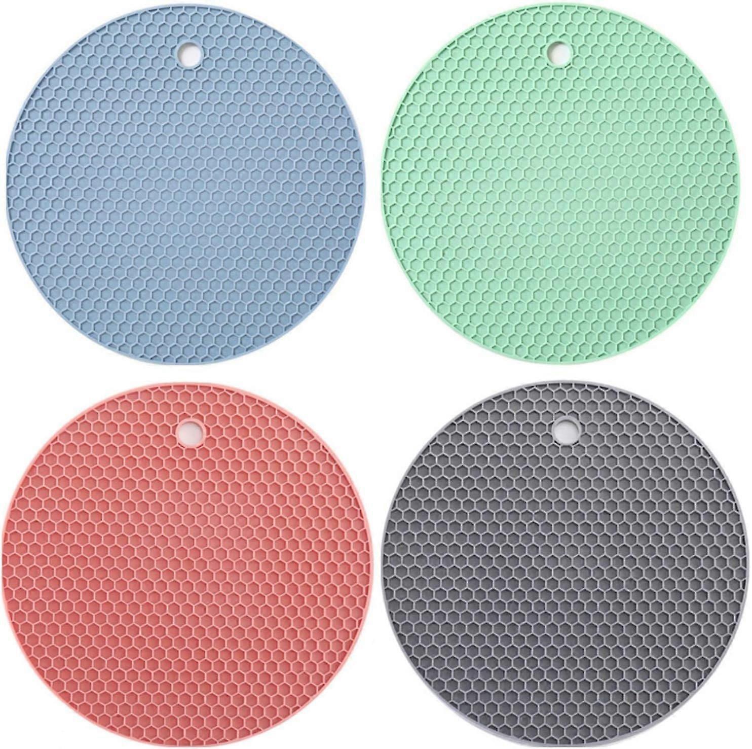4 Pcs Trivet Mat Multipurpose Silicone Pot Holders, Hot Pads Silicone Heat Resistant Coasters, Cup I