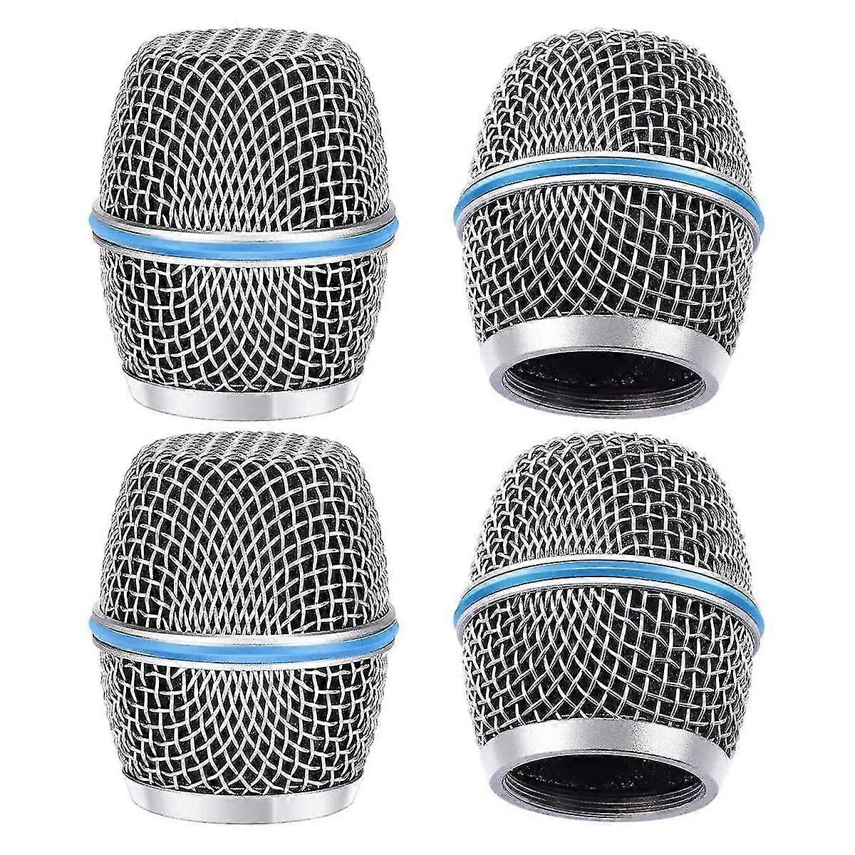 4pcs Mikrofon Windschutzköpfe, Mikrofon Kugelkopf Mesh Grill Gesangsmikrofon Ersatz Gril