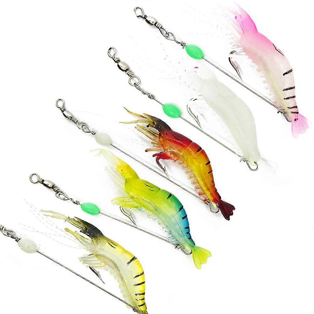 Soft Luminous Shrimp Lure Set, Fishing Bait with Hooks Beads Fishing