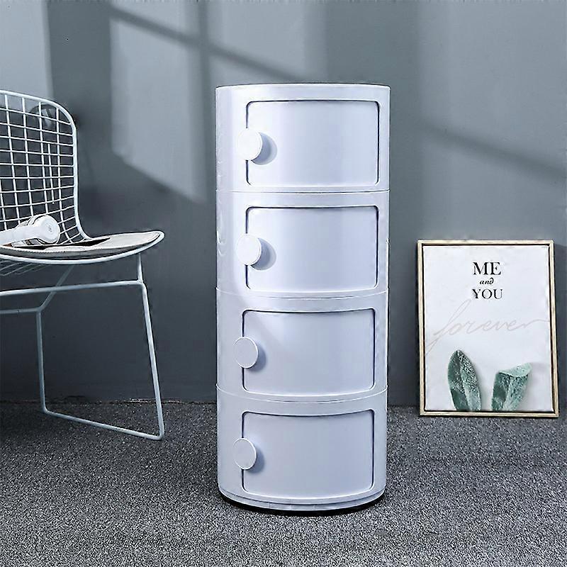 Storage Drawer Unit 4 Drawer Round Storage Unit White