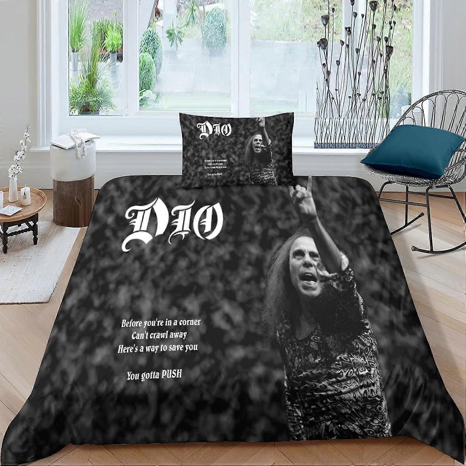 DIO Heavy Metal Bedding Set with Pillowcases,Rock Band Duvet Cover with Zipper Closure,Single Soft Microfiber 135*200 CM