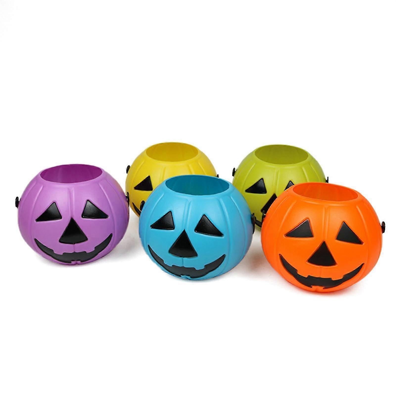 Candy Bucket Portable Ample Capacity Pumpkin Shape With Handle Candy Bucket Spooky Halloween Decorations