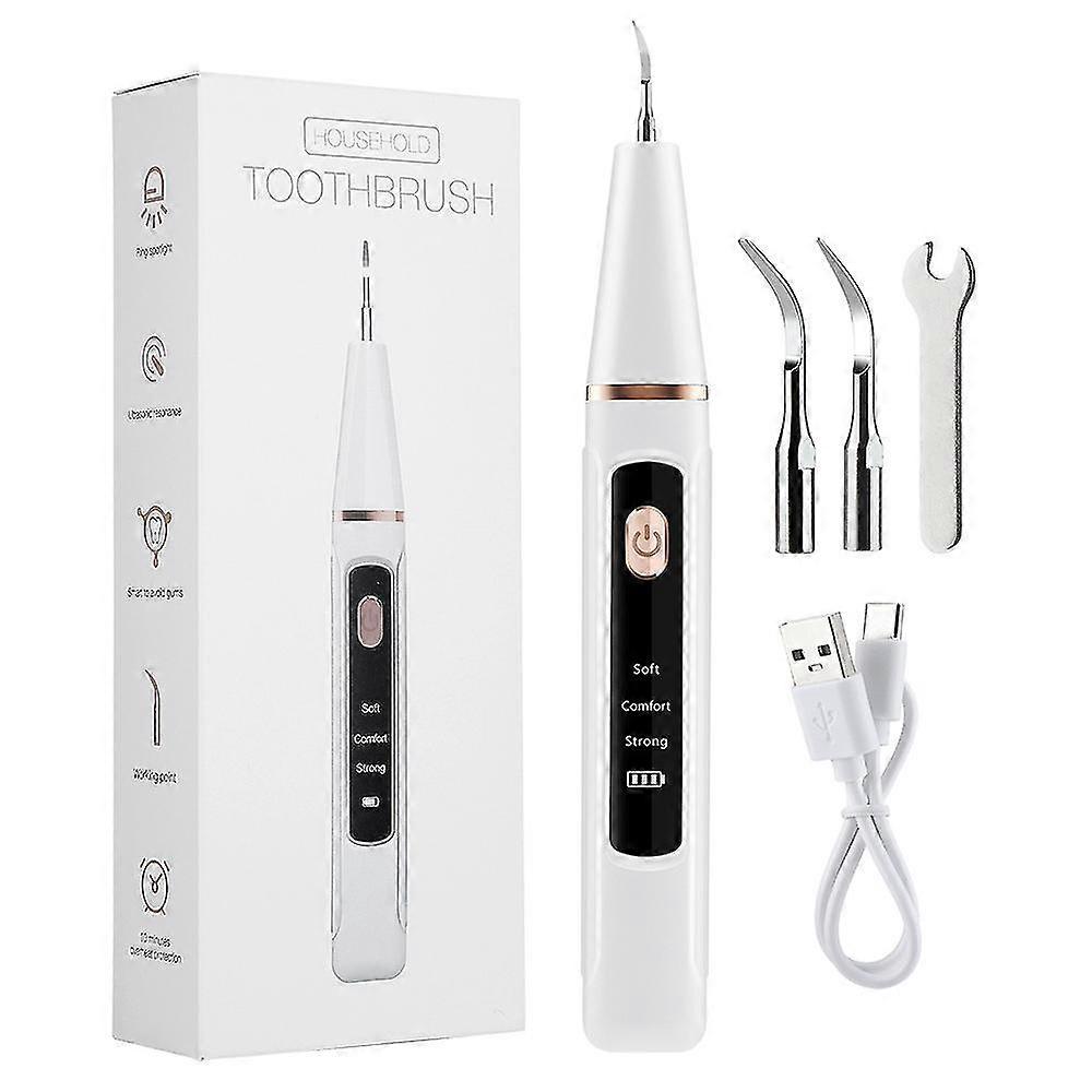 Ultrasonic Electric Scaler Teeth Cleaner, Plaque Stains Tartar Remover with LED Light 3 Modes and 2 Replaceable Cleaning Heads