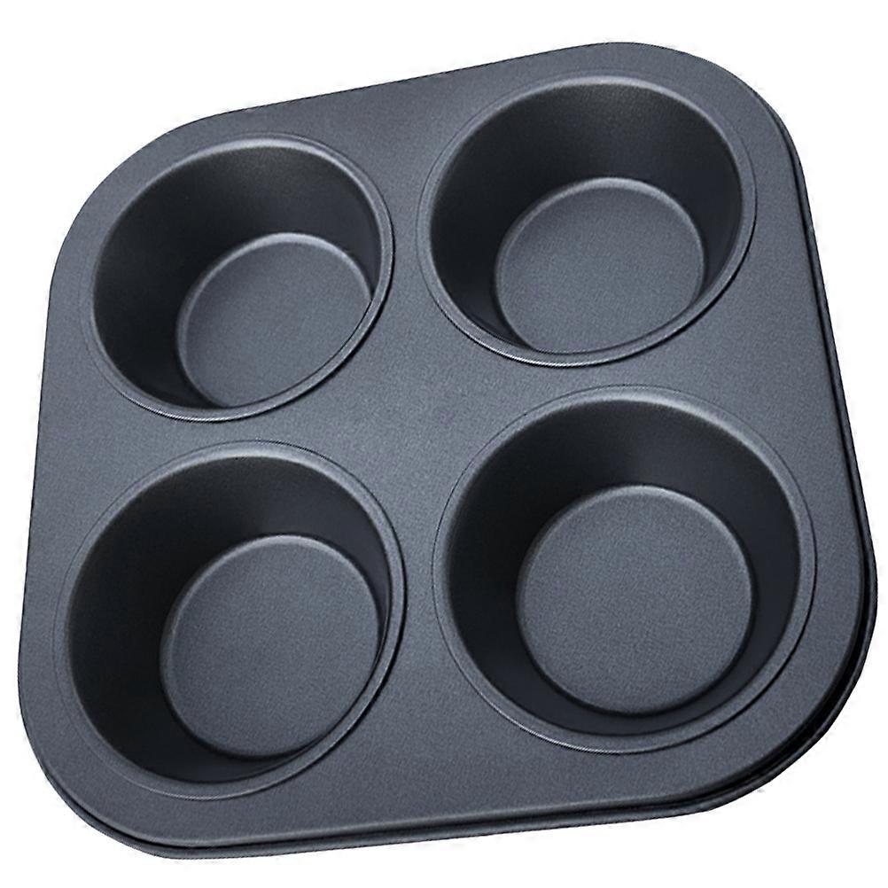 Muffin Cake Molds 4 Grids Oven Baking Tray Cupcake Non-stick Baking Cups Baking Mold for Home (Black)