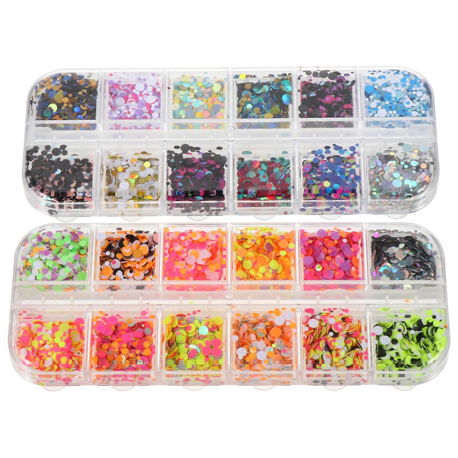 2 Boxes Creative Nail Art Sequin Decor DIY Sequins Glitter Nails Art Stickers