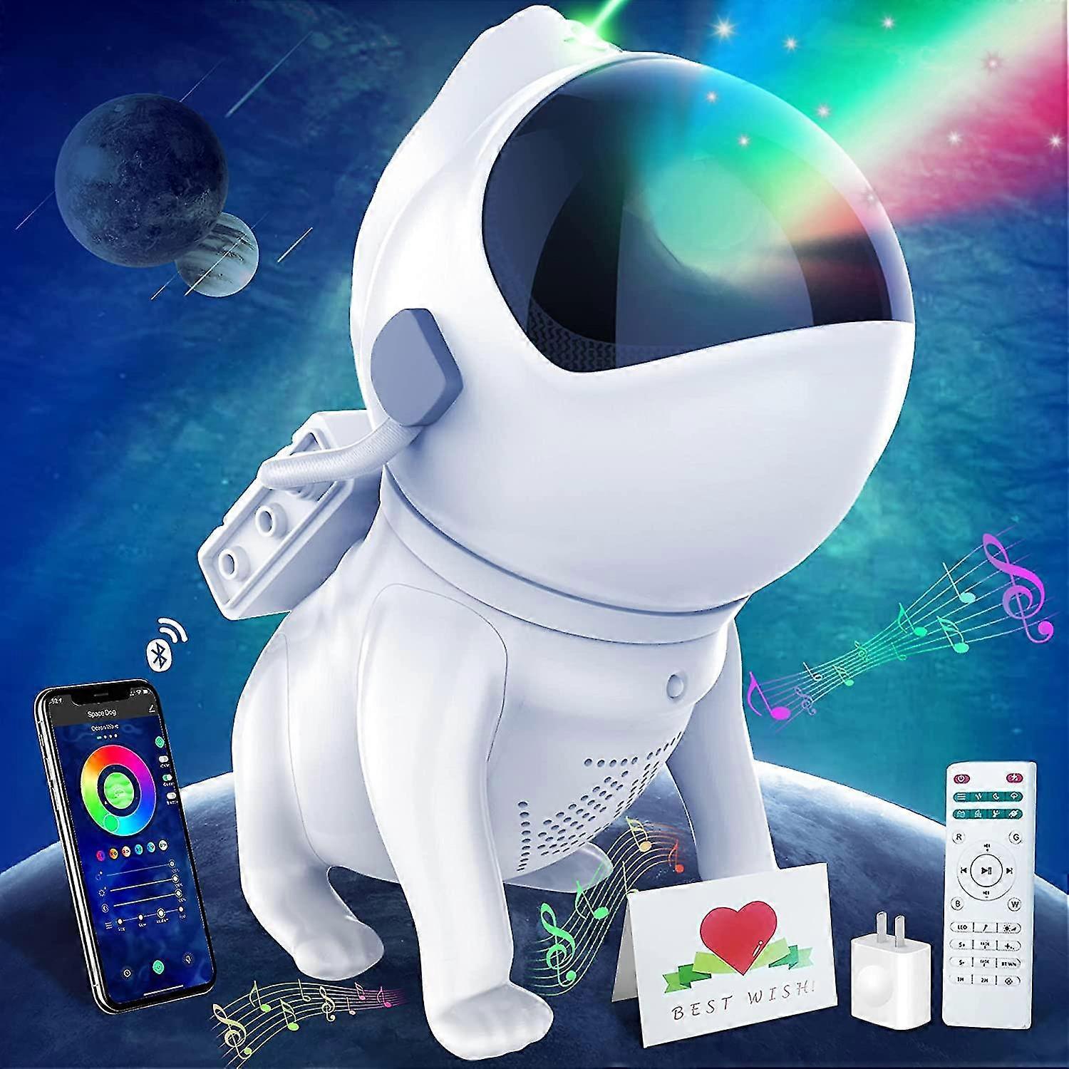 Star Projector Space Dog,galaxy Projector With 360adjustable Design,21 Color Modes,bluetooth Music Speaker,8 White Noises,astronaut Light Projector Fo