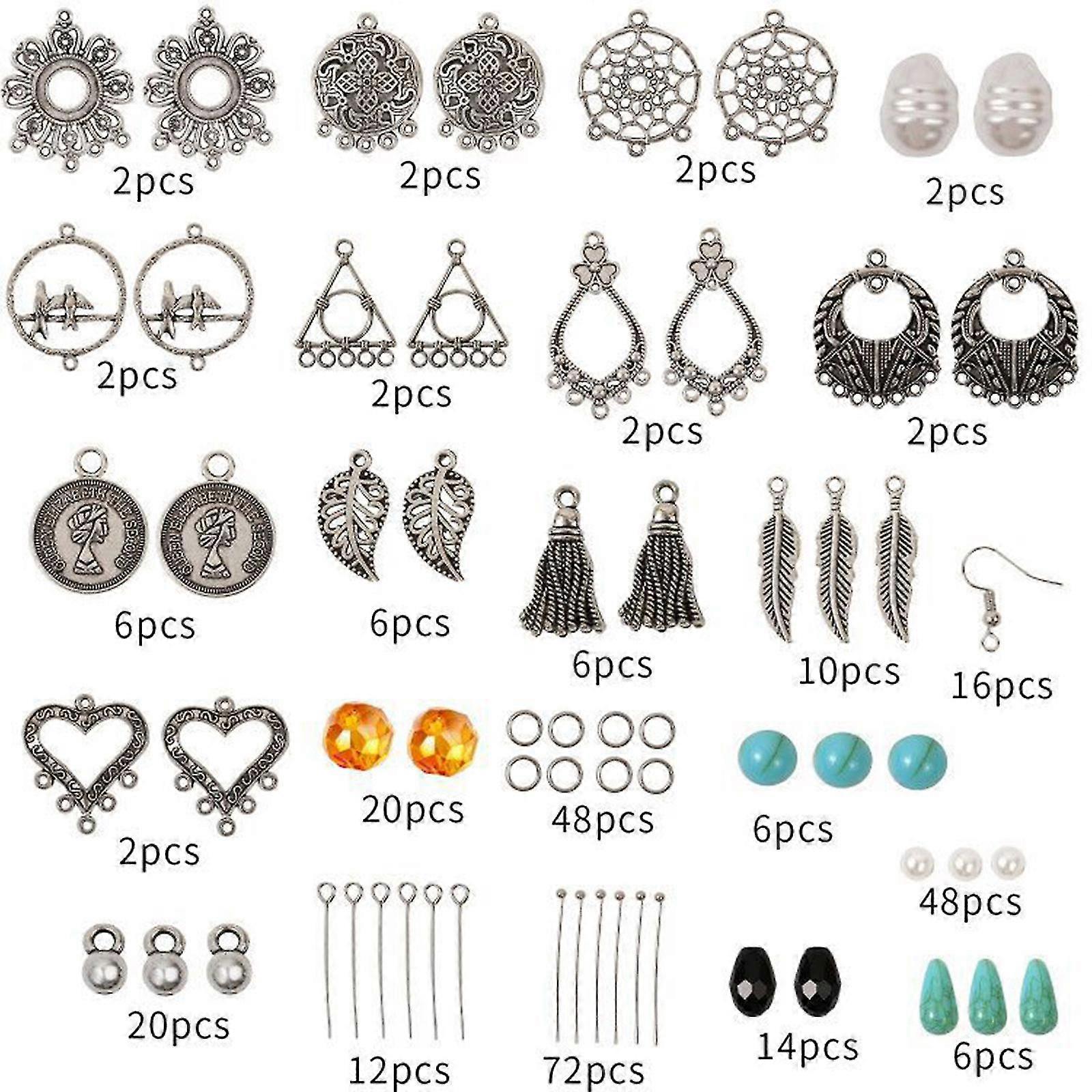 1 Box Diy Chandelier Bohemian Earring Making Starter Kit Assorted Pendant
