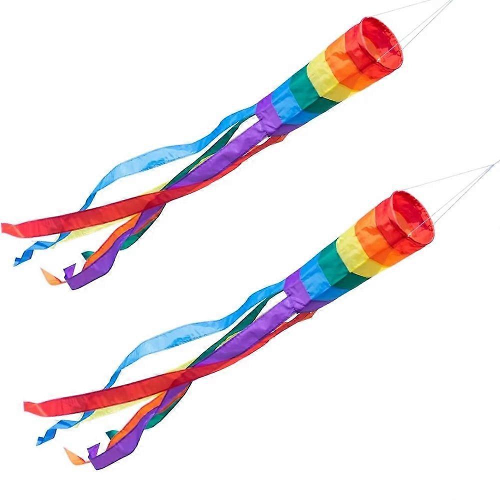 Windsock - Rainbow - UV and weather resistant - 13cm, Length: 88cm - INCL. Ball bearing swivel, (2 pcs)