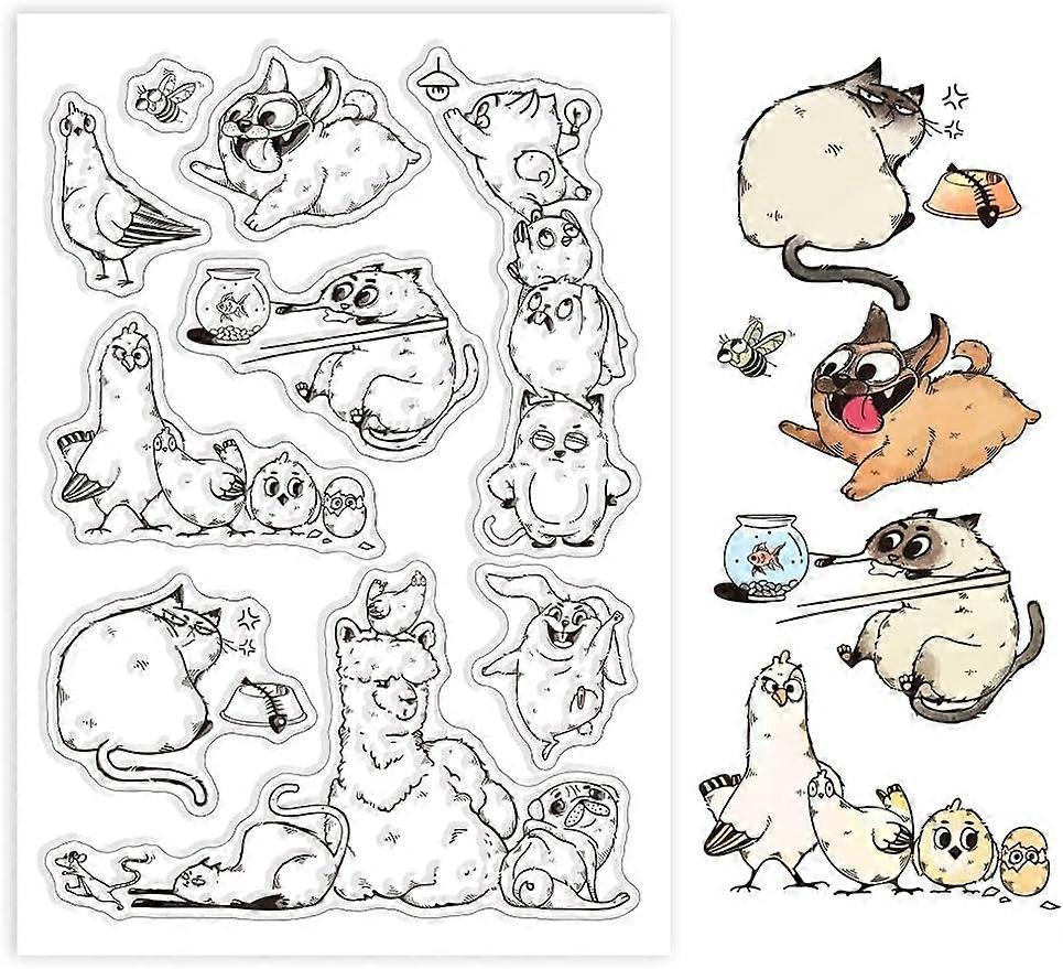 1Sheet Cartoon Animals Silicone Clear Stamp Seals