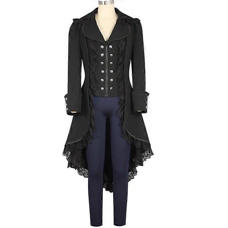 Steampunk tailcoat black Gothic Victorian women's coat BC7918