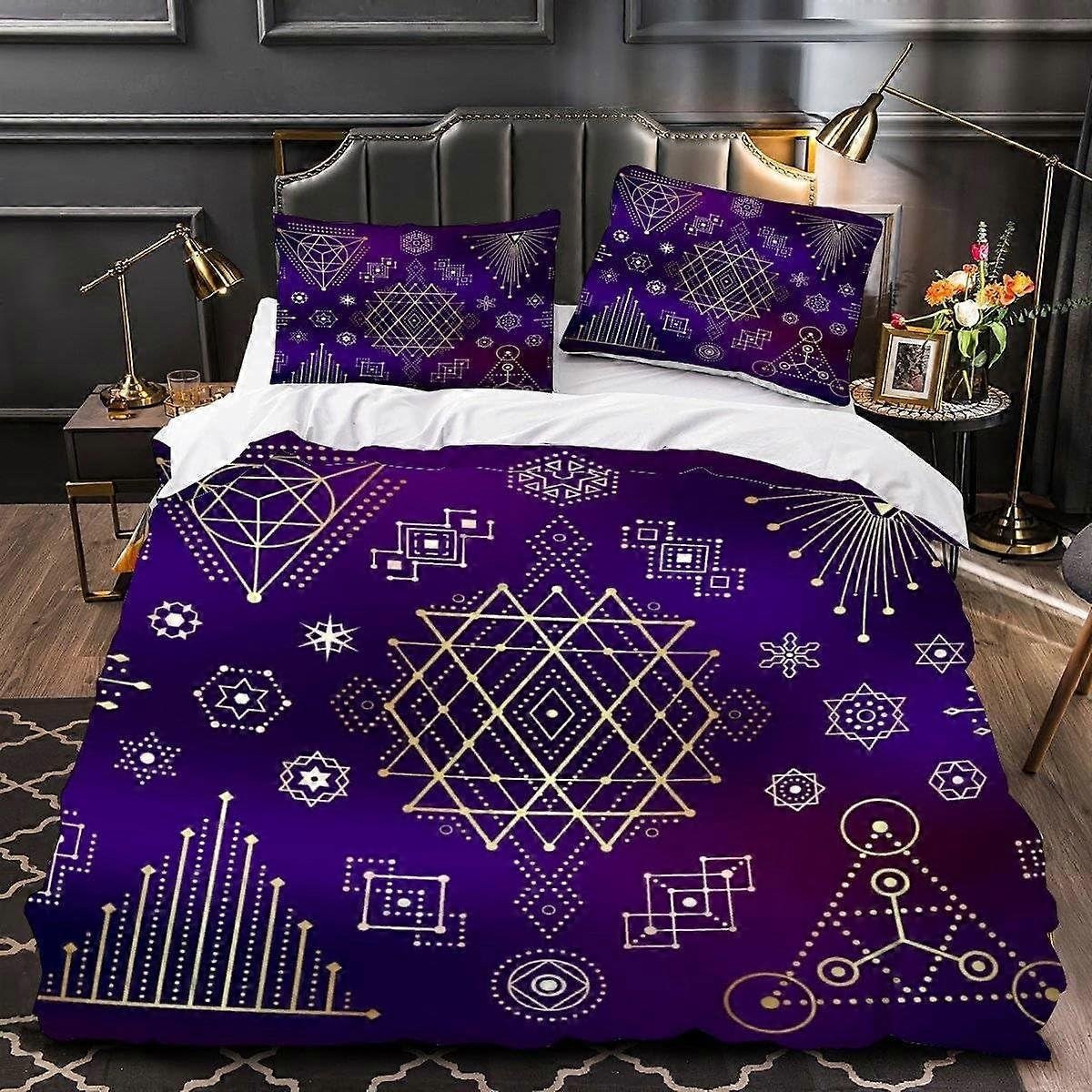 3D Geometry Pattern Duvet Covercm 3D Print Microfiber Adults Children with 2 Pillowcases Double Bedding Set with Zipper