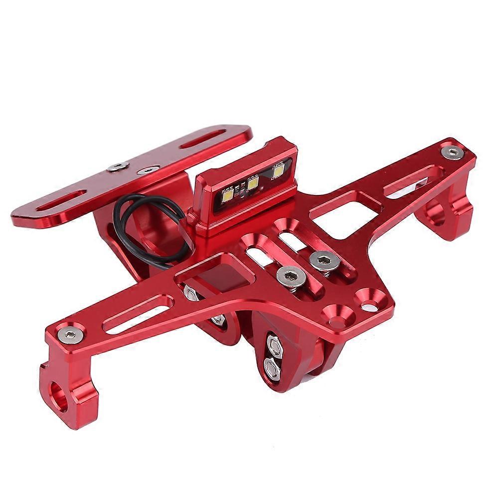 Motorcycle Adjustable Aluminum License Number Plate Frame Holder Bracket with Light Red