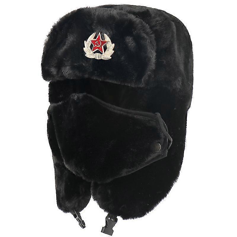 Winter Russian Fur Warm Hat Plush Badge