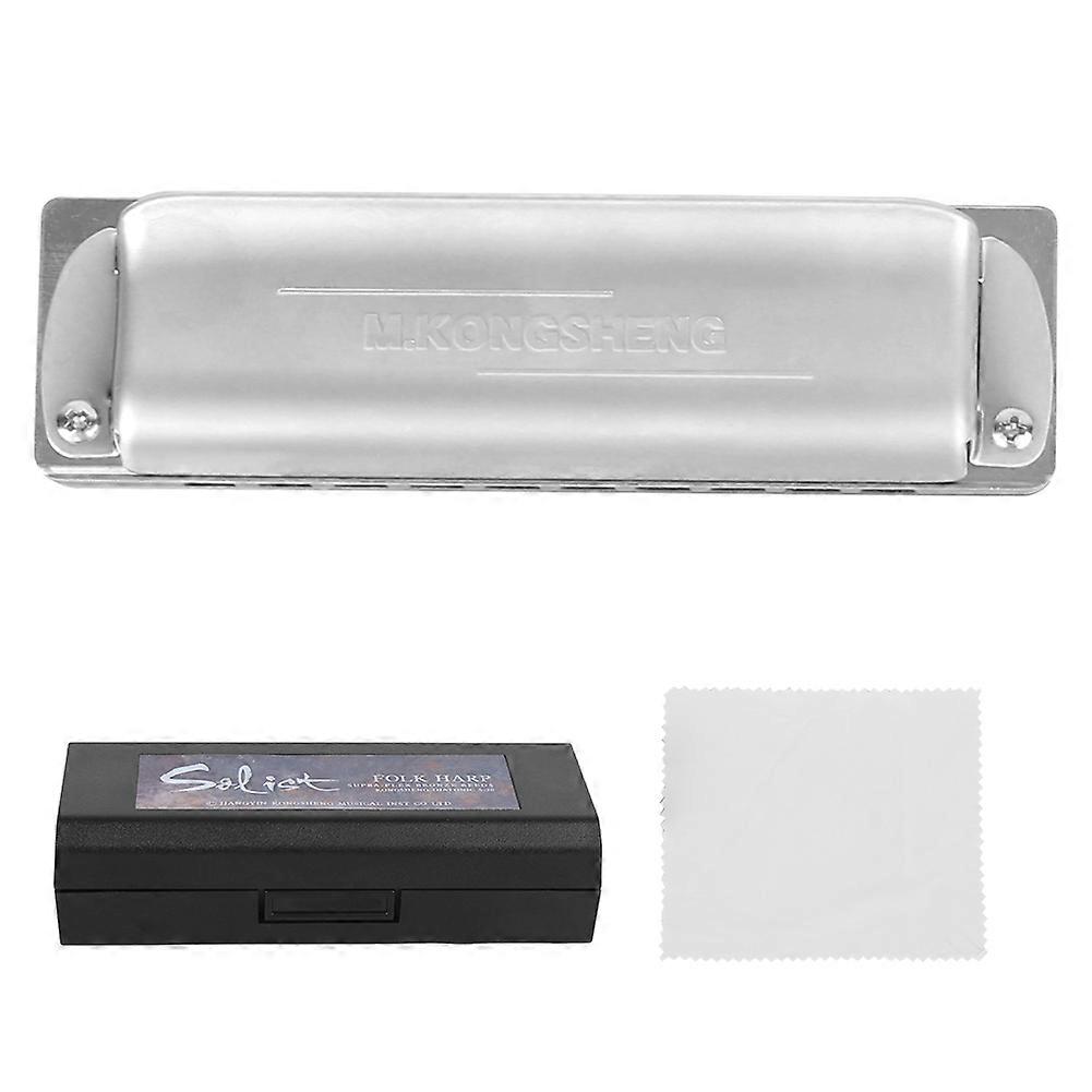 Blues Harmonica 10 Holes Mouthorgan Metal Frets Professional Beginner Wind Instrument