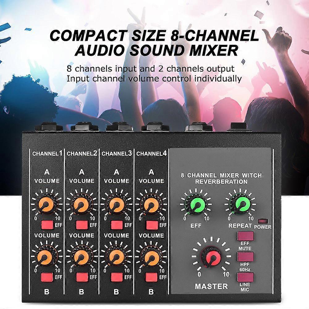 Audio Mixer Output Audio Mixer Console Sound Mixing Power Adapter Audio Cable with 8 Channels Input and 2 Channels