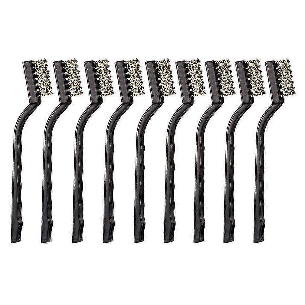 9PCS Mini Brass Brushes Set, Curved Handle Scratch Wire Toothbrush, Cleaning Welding Slag and Rust