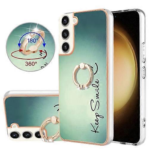 For Samsung Galaxy S22+ 5G Electroplating Dual-side IMD Mobile Phone Case with Ring Holder