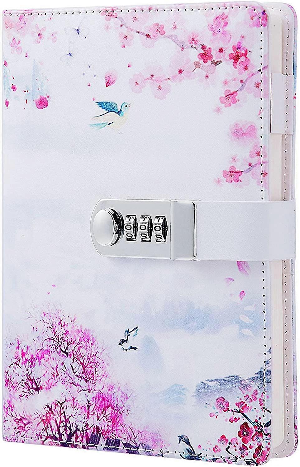 ZK-Notebook with Combination Lock - Personal Diary with Padlock - Diary Notebook PU Leather Secret Notepad for Office - Girls Diary, Pen Holder Card,