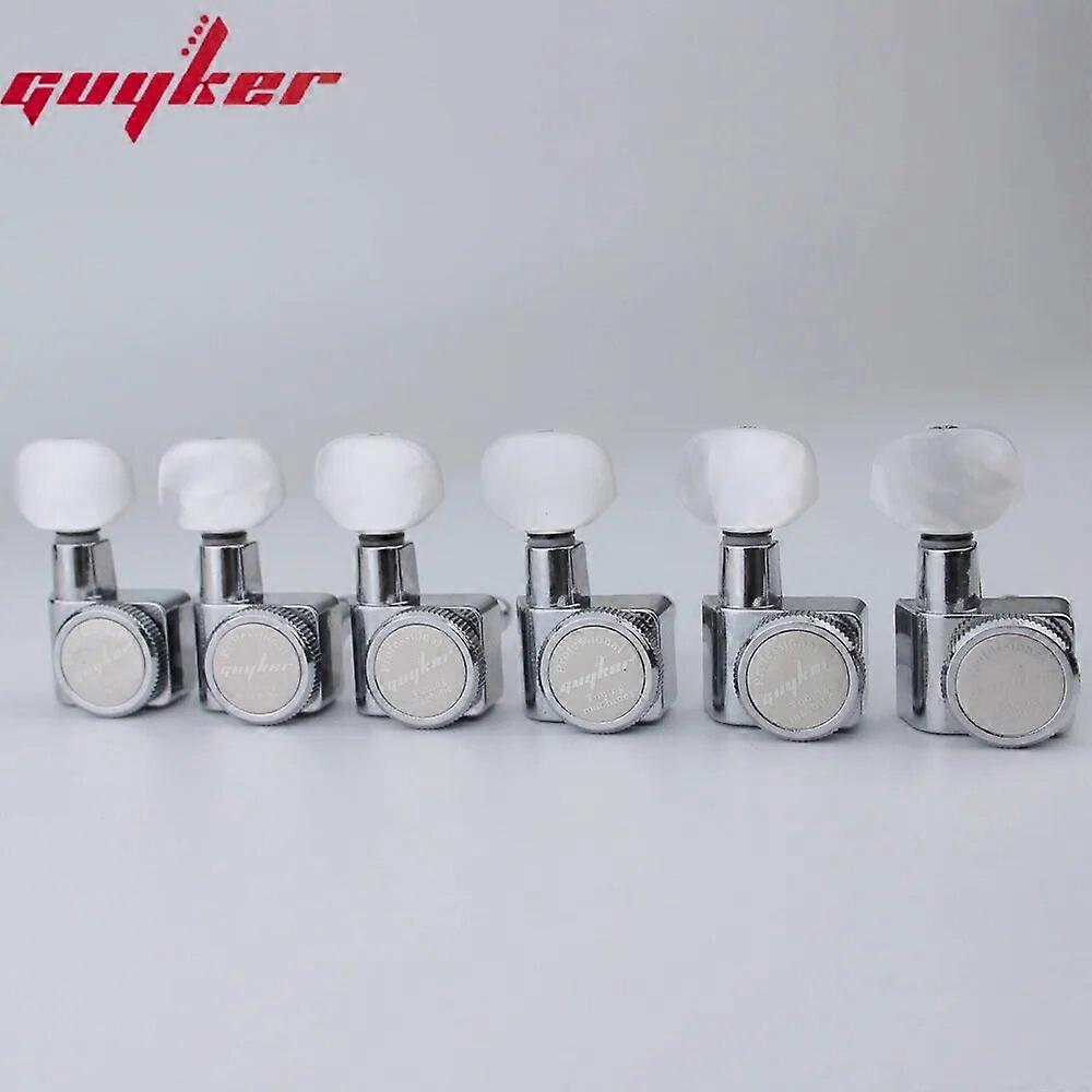 1 Set  6 In-line Machine Heads No Screws Locking Tuning Key Pegs Tuners 6R/6L