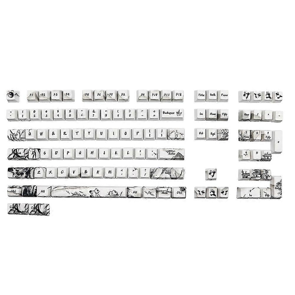 110 Key Panda Theme Keycaps PBT Five-Sided Sublimation Keycap for 61/87/108 Cherry Mechanical Keybo
